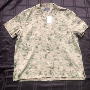 NWT LUCKY BRAND Men's Green Floral Hawaiian Palm Trees Shirt Size:XL